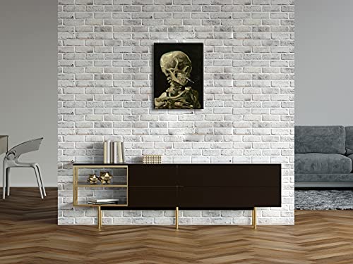 Wieco Art Skull of a Skeleton with Burning Cigarette, 1886 by Vincent Van Gogh Canvas Wall Art for Home Decor and Wall Dec...