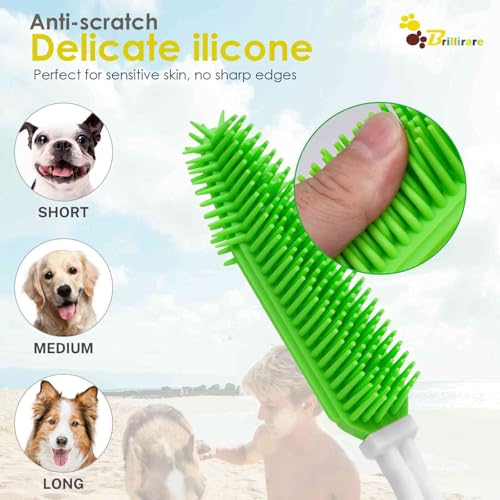 BRILLIRARE 2 Pack Dog Grooming Bath Brush, Premium Soft Silicone Pet Brushes with Handle, Shampoo Soothing Comb for Wet Dr...