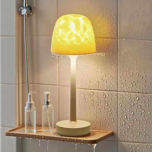 Funlenry Shower Lamp - Waterproof Bathroom Lamp with 16 Color Ocean Wave Projector, Rechargeable Shower Light with Touch &...