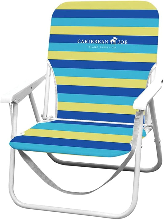 CARIBBEAN JOE Folding Beach Chair, 1 Position Lightweight and Portable Foldable Outdoor Camping Accessories with Carry Str...
