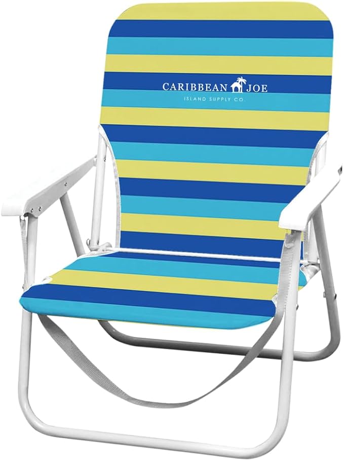 CARIBBEAN JOE Folding Beach Chair, 1 Position Lightweight and Portable Foldable Outdoor Camping Accessories with Carry Str...