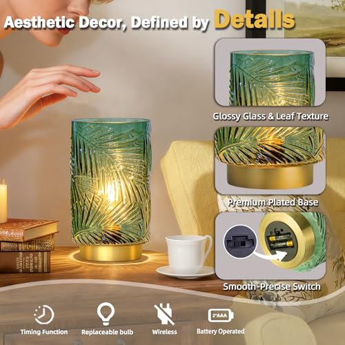 Battery Operated Table Lamp, Cordless Lamps for Home Décor, Nightlight with LED Bulb with Timer for Living Room Bedroom Ta...