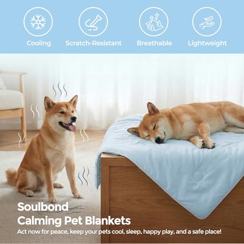 Soulbond Cooling Blanket for Large Dogs - Q-MAX>0.45, Washable Cool Pet Cats Throw Blanket for Hot Weather, Self-Cooling S...