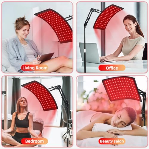 Red Light Therapy for Face and Body, Red Infrared Light Therapy Lamp with Stand Led 660nm Red Light-Therapy& 850nm Infrare...