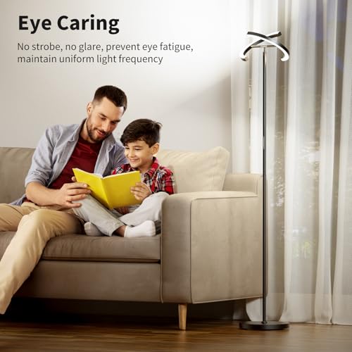 SIBRILLE LED Floor Lamp - Rotatable Standing Lamp with Touch & Remote Control, 3000-6000K, 22W Modern Floor Reading Light,...