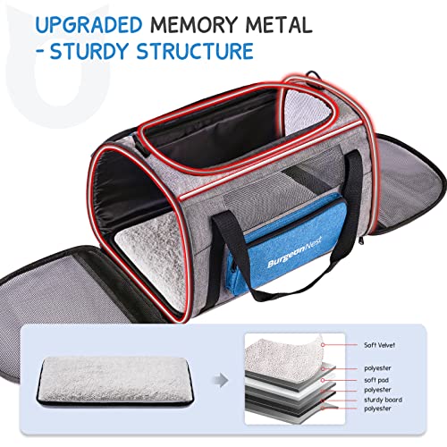 BurgeonNest Cat Carrier for Large Cats 20 lbs,Medium Pet Under 25 lbs,2 Puppy and Small Dogs with Unique Side Bag,Top Load...