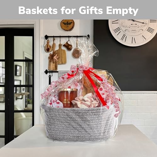 CHICVITA Decorative Gift Basket, Easter Basket for Kids, Woven Rope Storage Baskets with Handles, Nursery Baby Shower Toy ...