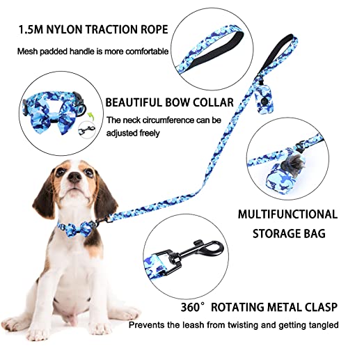 Step in Dog Harness and Leash Set, Adjustable Reflective No Pull Dog Vest Harness Set for Puppy Medium Dog with Bow Colla...