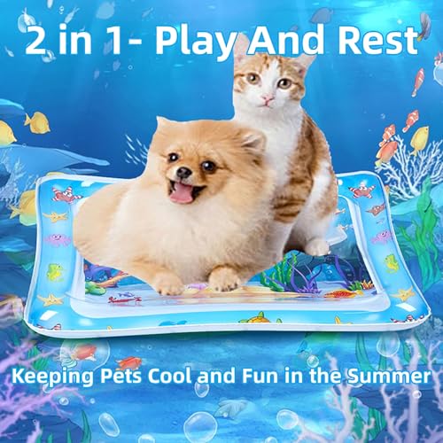 bailconti Cat Water Mat, 2025 Upgraded Thickened Anti-Scratch Leak Proof Cats Water Sensory Play Mat with Floating Fish, P...