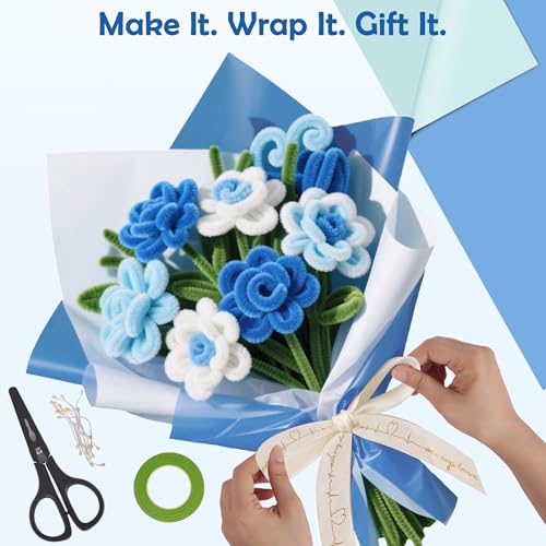 EARLY MINDS 500 Pcs Pipe Cleaners Craft Kit for Flower Making, Complete DIY Bouquet Set with with Tutoria, Chenille Stems,...