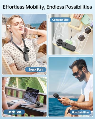 TriPole Portable Handheld Turbo Fan with Digital Display, 3-IN-1 Rechargeable Mini Travel Fan, Battery Operated, 190° Fold...