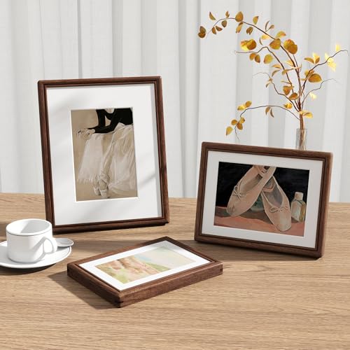 RICHFOCUS 8x10 Picture Frame, Natural USA-Sourced Solid Walnut Wood Picture Frame with Tempered Glass, Handcrafted Rounded...