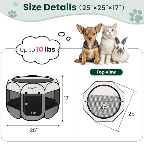 Love's cabin Pet Puppy Dog Playpen, Small Dog Tent Crates Cage Indoor/Outdoor, Portable Playpen for Cat, Foldable Pop Up D...
