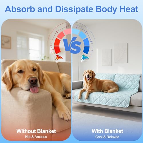 Tivray Cooling Dog Blanket, Q-MAX>0.4 Cooling Blanket for Dogs, Washable Lightweight Quilt for Pets, Multiple Sizes Self C...