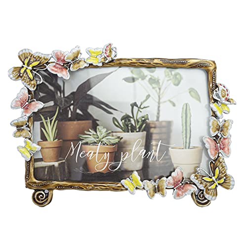 Tricune Floral Picture Frame Display Photo 4x6 Photo Frame Made of Metal and High Definition Glass for Table Top Display H...