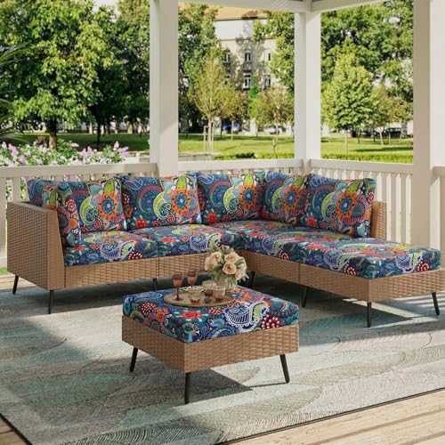 hyha Printed Couch Cushion Covers, Floral Sofa Covers Washable for Cushion Couch, Stretch Pattern Outdoor Cushion Covers f...