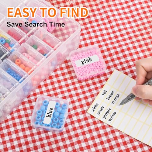 Bead Organizer Box, 30pcs Small Clear Plastic Storage Containers, Craft Storage Box Features Hinged Lid and Labels, Mini B...