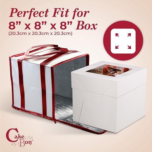 Cakebon 8-Inch Cake Insulated Cooler Bag with Ice Pack Sheets – Premium Carrier Bag for Cakes, Pastries & Cupcakes – Durab...