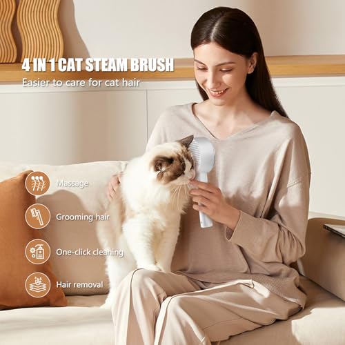 Cloud Care Cat Brush for Indoor Cat Steam Brush for Shedding Spritz Defur Comb for Cats Dogs Steam Brushes for Long Short ...