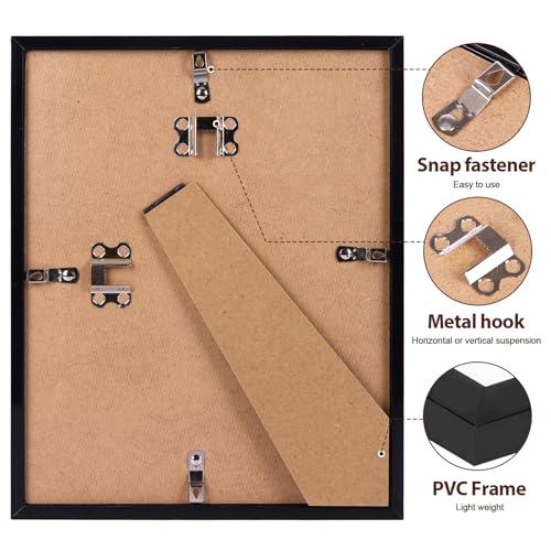 Fixwal 8x10 Picture Frame Set of 6 with Shatter Resistant Plastic Glass, Thin Border and Light Weight Photo Frames for Wal...