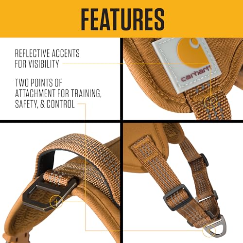 Carhartt Nylon Duck No Pull Dog Harness, Fully Adjustable Dog Harness with Quick Control Handle and Reflective Accents, De...