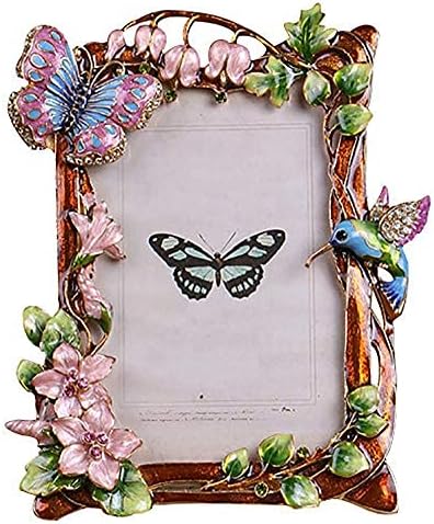 ChezMax Vintage Picture Photo Frames - 4X6 Butterfly Antique Picture Frame, Retro Metal Ornate Flower Frame with Glass, Ta...