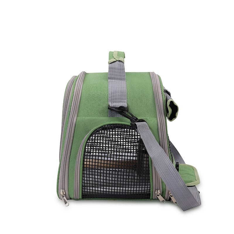 Bird Travel Carrier, Portable Small Bird Parrot Parakeet Carrier with Standing Perch and Tray, Side Access Window Collapsi...