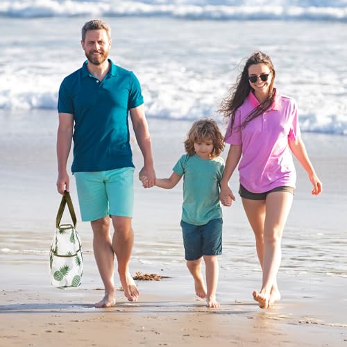 KUAK Mesh Beach Bag, Large Beach Tote with Top Zipper, 9 Pockets, Inner Waterproof Pocket for Family Pool Vacation Essentials