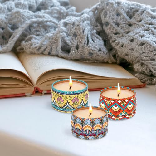 3 Pack Home Scented Candles - Strong Lavender, Bluebell & Mandarin Candle, 2.5 Oz, 100% Soy, Non-Toxic, Small Candle Set f...