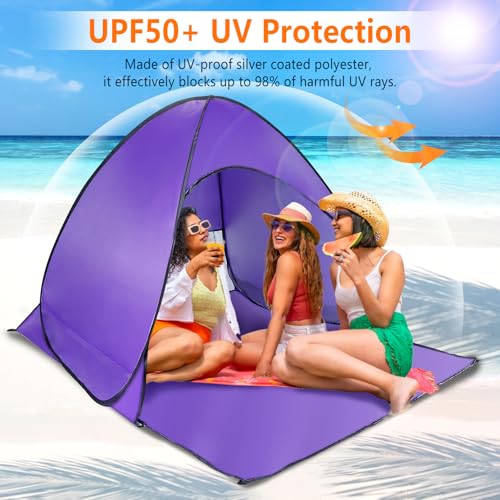Pop Up Beach Tent, Anti UV Automatic Sun Shelter Umbrella, Portable Sun Shade Shelter for 2-3 People, Outdoor Instant Pop ...
