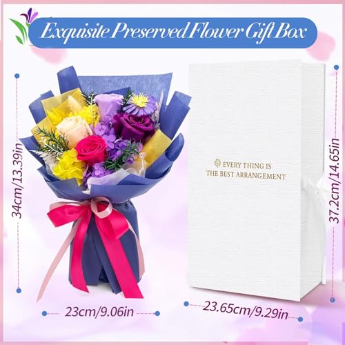 QOEAZY Flowers for Delivery, Preserved Flowers Bouquet with Gift Box, Rose Gifts for Women Mom Grandma