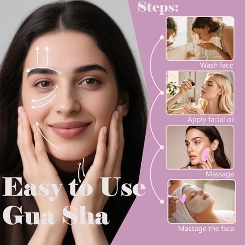 Ao Yee ZGL Gua Sha Facial Massage Tool and Roller Set, Facial Massager for Face, Neck, Arms, Eyes, Reduce Puffiness, Impro...