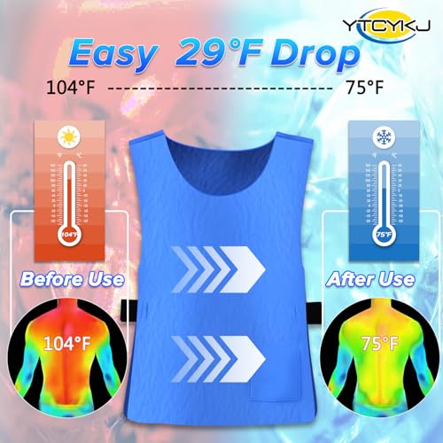 YTCYKJ Cooling Ice Vest for Men Women,Adjustable Evaporative Cooling Vest for Hot Weather,230g Lightweight, Reusable, No I...