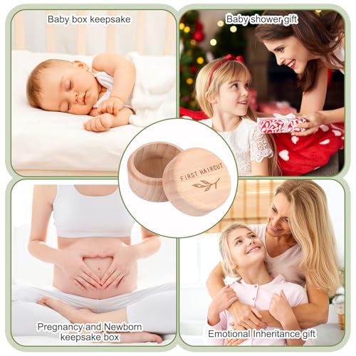 Hpmjz Memorial Box Engraved Wooden Round Newborn Wood Case Baby Keepsake Tooth Box Fetal Hair Memorial Storage Container C...