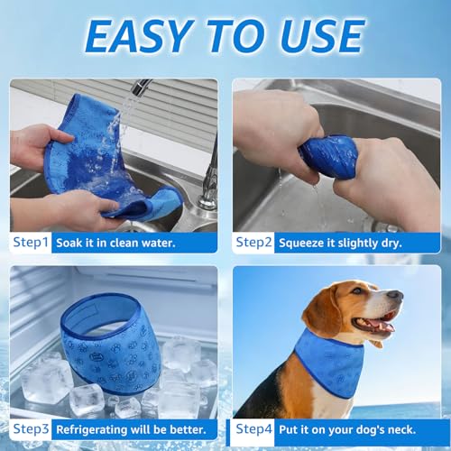 SCENEREAL Dog Cooling Bandana, 2 Pack Instant Cooling Dog Bandanas, Chill Out Pet Cool Scarf PVA Neck Cooler Wrap Summer E...