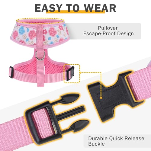 SCENEREAL Small Dog Harness Collar and Leash Set, Adjustable No Pull Pet Harnesses, No Chock Soft Mesh Step in Vest for Do...