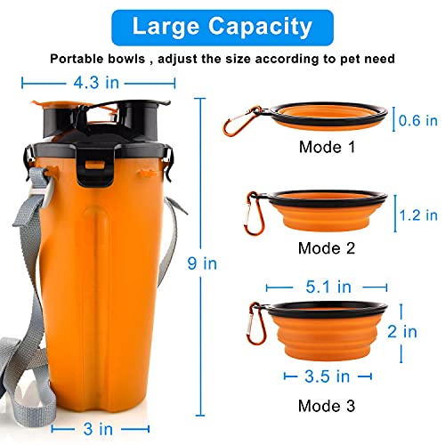 Dog Travel Water Bottle Collapsible Bowls, 2 in 1 Pet Food Container with Collapse Bowls, Outdoor Portable Water Bowls for...