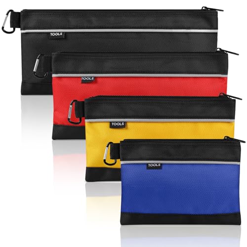 COIDEA 4 Pack Tool Pouch, Small Tool Bag with Zipper, 1680D Oxford Waterproof Multipurpose Tool Pouches with Carabiner for...