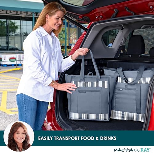 Rachael Ray Chillout Soft Cooler Bag, Large Reusable Insulated Grocery Bag with Zippered Top, Travel Tote for Hot or Cold ...