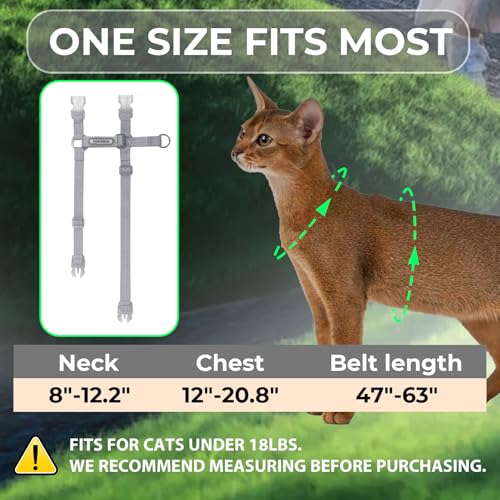 Sovarin Cat Harness and Leash Set - Grey Lightweight Soft Kitten Harness Escape Proof, Adjustable Travel Pet Harness for W...