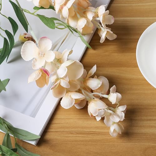 Duovlo 4Pcs 6.6Ft/Piece Imitation Silk Wisteria Garland Hanging Flower Vine for Home Outdoor Garden Ceremony Wedding Arch ...