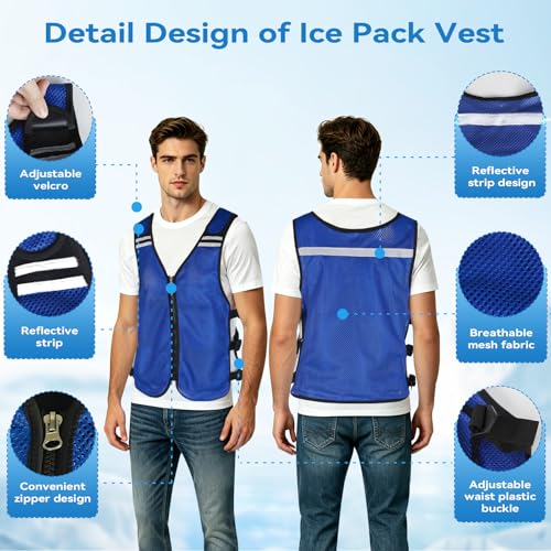 KkaFFe Cooling Vest for Hot Weather, Adjustable Cooling Jacket Safety Vest/Running Lightweight Vest/Reflective Vest/Ice Vest