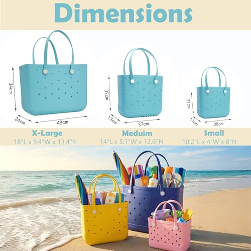 CXY Rubber Beach Bag, Waterproof Travel Tote bag for Women Outdoor Summer Beach Tote Washable Bag Open Handbag for Daily