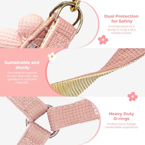 PETCARE Cute Flower Dog Harness and Bowtie Leash Set Easy Walk Puppy Dog Halter Harnesses for Small Dogs Girl Step in Dogs...
