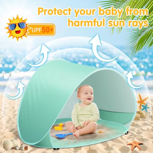 Baby Beach Tent with Pool, Pop Up Sun Shelter UPF 50+ UV Protection for Infant Toddlers, Portable Shade Tent with Carry Ba...