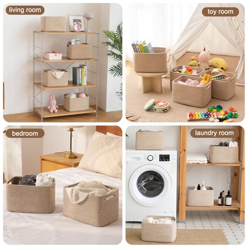 OIASKET Storage Baskets for Organizing, Woven Decorative Baskets for Shelves - Books, Towels, and Clothes, Cotton Rope Toy...