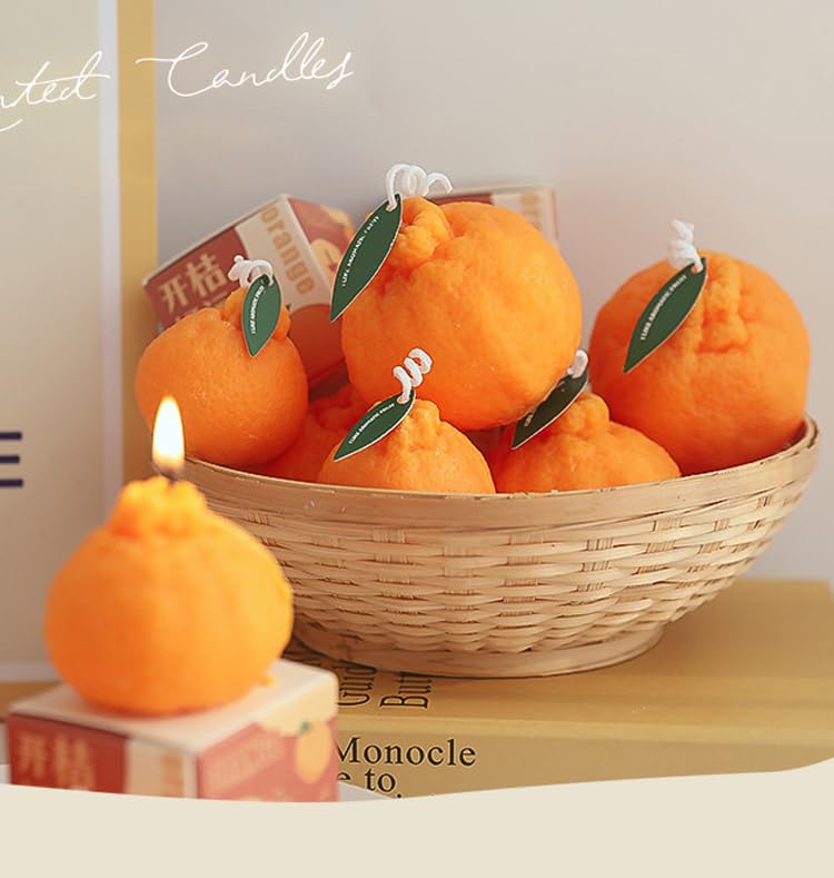 4 Pack Large Orange Shaped Fruit Candles Gift, Vegan Citrus Scented Candles, Spring Summer Mother's Day Farmhouse Table De...