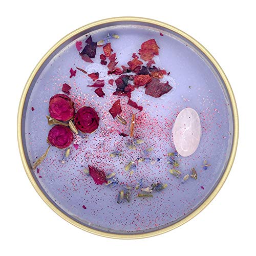 Fifi Peony's Gemstone Candles - Infused with Healing Rose Quartz Crystals and Hand Placed Dried Flowers. Scented with Soot...