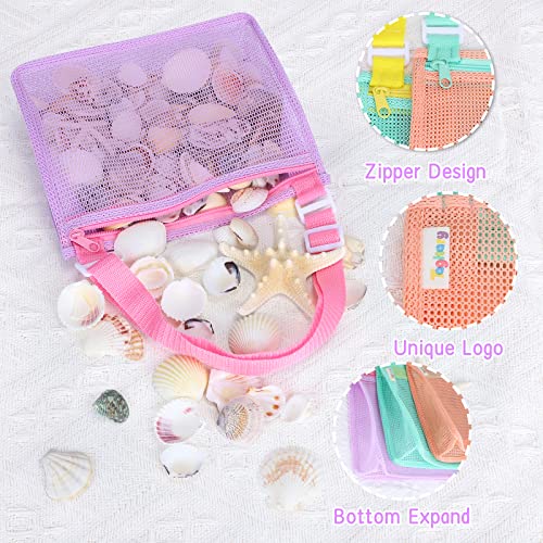 Tagitary Beach Toy Mesh Beach Bag Kids Shell Collecting Bag Beach Sand Toy Shells Beach Toys Swimming Accessories for Boys...