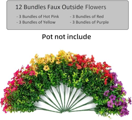 HyeFlora Artificial Flowers for Outdoor Indoor Garden Home Decoration, Faux Flower Daisy with Eucalyptus Leaves Fake Plant...